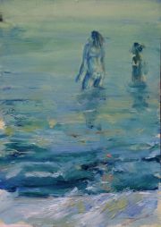 im Wasser, Öl auf Holzplatte, 36 x 52 cm, 2014